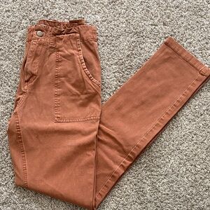 Rust High Rise Straight Leg Pants